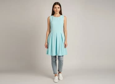 sukienki błękitna na wesele rękawek: Sukienka damska, rozmiar S — 5