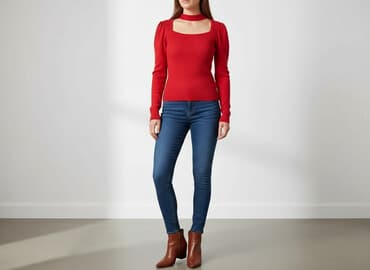 piękne czerwone sukienki na wesele: Sweter damski, rozmiar S — 5