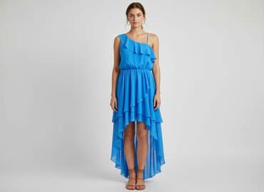 sukienki na wesele maxi chabrowa: Sukienka damska, rozmiar S — 1