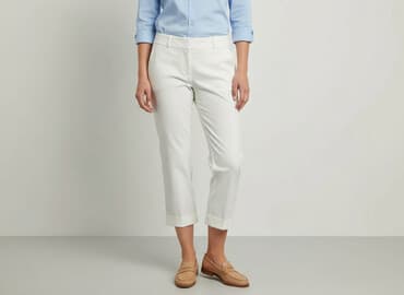 biale szerokie jeansy: Spodnie 3/4 damskie, rozmiar S — 5