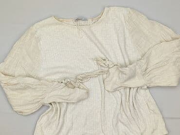 beżowa bluzka z dekoltem w serek: Zara, Women's blouse, size L — 2