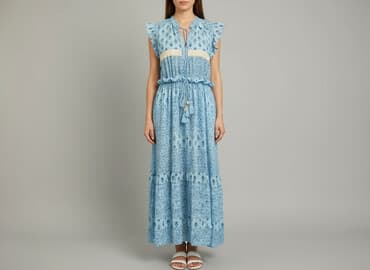 sukienki na wesele maxi chabrowa: Sukienka damska, rozmiar S — 1