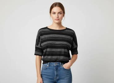 bluzki w paski rękaw 3 4: Bluzka damska, rozmiar L — 1