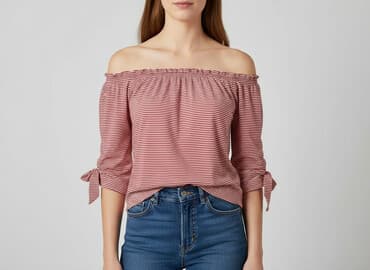 bluzki w czerwono białe paski: Women's blouse, size S — 1