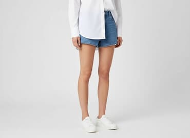 szorty damskie dzinsowe mocno wycięte: H&M, Szorty damskie, rozmiar XS — 6