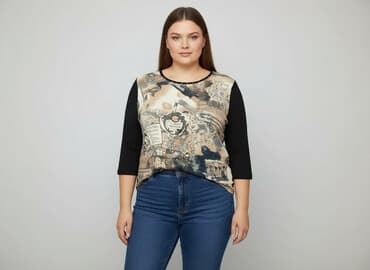 czarne bluzki rekaw 3 4: Bluzka damska, rozmiar XL — 7