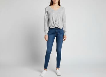 szara bluzka h m: H&M, Bluzka damska, rozmiar M — 6