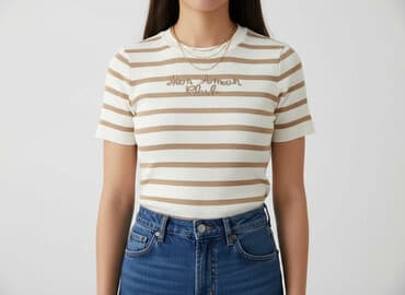 t shirty prążkowany: T-shirt damski, rozmiar One size — 1