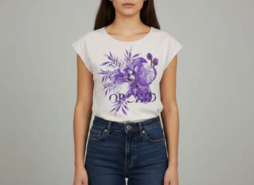 bluzki z printem: T-shirt damski, rozmiar S — 6