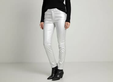 spodnie damskie ocieplane jeansy: Internacionale, Spodnie materiałowe damskie, rozmiar M — 7