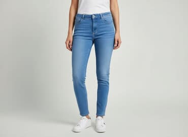 woskowane jeansy z wysokim stanem: Jeansy damskie, rozmiar M — 6