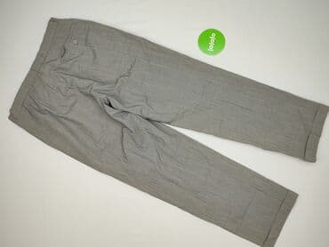 szare szerokie jeansy: Spodnie materiałowe damskie, rozmiar L — 3