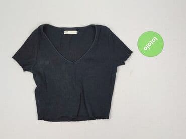 czarne prążkowane bluzki: PULL&BEAR, Top damski, rozmiar M — 3