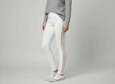 białe rajstopy 164: Legginsy Eleganckie damskie, rozmiar S — 5