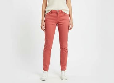 spodnie czerwone w kratę h m: H&M, Material trousers for women, size M — 1