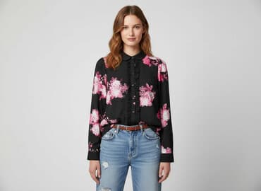 czarne bluzki z bufiastymi rękawami: Women's blouse, size S — 1