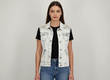 kamizelka jeansowa damska długa: FB Sister, Kamizelka damska, rozmiar M — 7