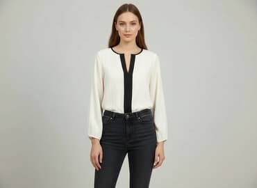 biala bluzka z dlugim rekawem: Bluzka damska, rozmiar M — 5