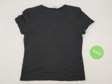 czarne t shirty damskie w serek: H&M, T-shirt damski, rozmiar L — 4