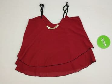 czerwona bluzka z dekoltem v: Bluzka damska, rozmiar S — 3