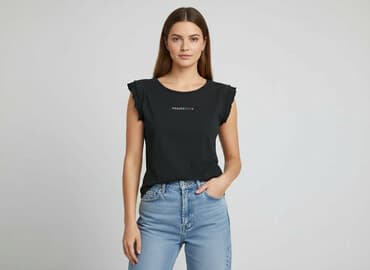bluzki nietoperz plus size: SZACHOWNICA, T-shirt damski, rozmiar M — 6