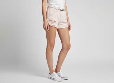 krótkie spodenki różowe: Denim Co, Szorty damskie, rozmiar M — 6