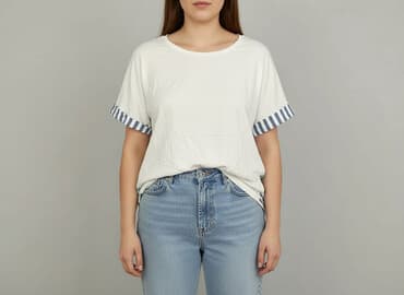 krótkie spodenki w paski: T-shirt damski, rozmiar XL — 5