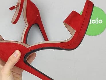 czerwone sandały na słupku ccc: Sandały damskie, 37 — 5