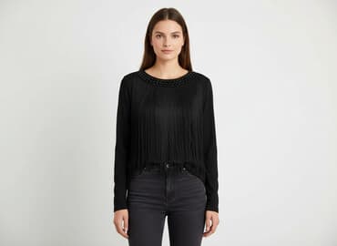 czarne bluzki z fredzlami: Bluzka damska, rozmiar M — 1