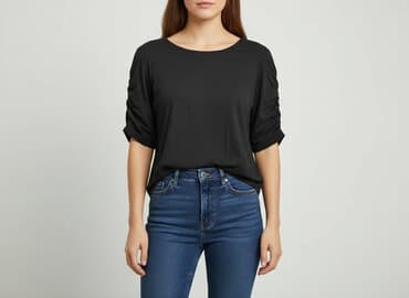 bluzka damska czarna krótki rękaw: New Collection, Bluzka damska, rozmiar M — 6