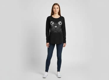 bluzka z kotem damska: Bluzka damska, rozmiar S — 1