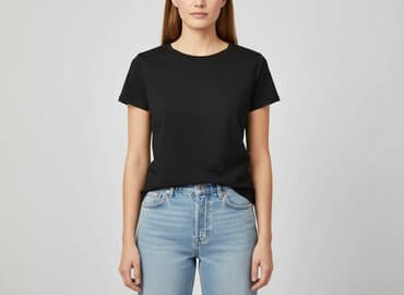 czarne t shirty w serek damskie: Beloved, T-shirt damski, rozmiar L — 6