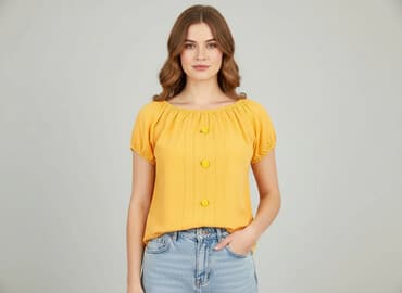 żółte bluzki z krótkim rękawem: Bluzka damska, rozmiar L — 6