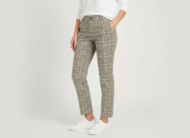 spodnie czerwone w kratę h m: H&M, Material trousers for women, size XS — 1