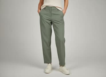 khaki legginsy: Spodnie materiałowe damskie, rozmiar L — 6