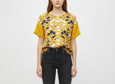 koszulka żółta w czarne paski: Ellos, T-shirt damski, rozmiar S — 6