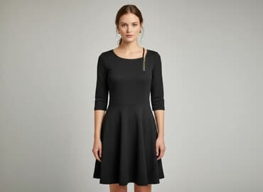 czarna sukienka z rozszerzanymi rękawami: Women`s dress, size S — 1