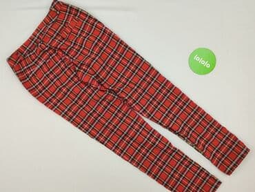 spodnie czerwone w kratę h m: Material trousers for women, size S — 3