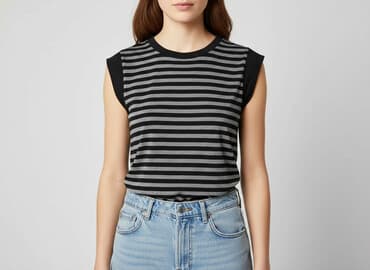 koszulka żółta w czarne paski: T-shirt damski, rozmiar S — 6