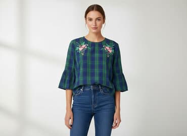 koszulka damska z haftem parzenica: Reserved, Women's blouse, size L — 1