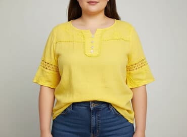 żółte bluzki z krótkim rękawem: Bluzka damska, rozmiar 4XL — 5