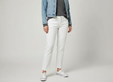 białe jeansy damskie allegro: Jeansy damskie, rozmiar M — 7