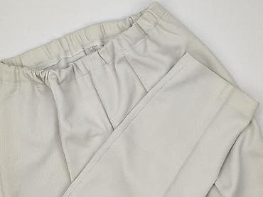 Damskie spodnie prążkowane – kremowe/śmietankowe - Krój: proste