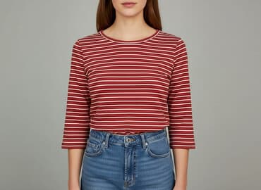 t shirt w czerwone paski: Футболка жіноча, розмір M — 1