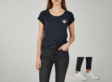 granatowy t shirty: T-shirt damski, rozmiar M — 1