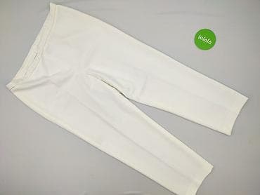 spodnie identic: Damskie spodnie 3/4, białe, ryflowana tkanina - Fason: proste nogawki — 2