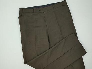 Męskie spodnie garniturowe - Kolor: ciemny brąz/khaki - Krój