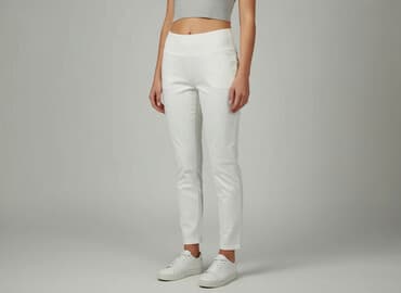 biale szerokie jeansy: Beloved, Spodnie materiałowe damskie, rozmiar L — 7