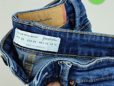 stradivarius woskowane spodnie z wysokim stanem: Stradivarius, Jeansy damskie, rozmiar M — 5