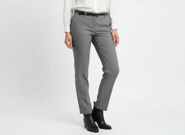 szare szerokie jeansy: F&F, Spodnie materiałowe damskie, rozmiar L — 7